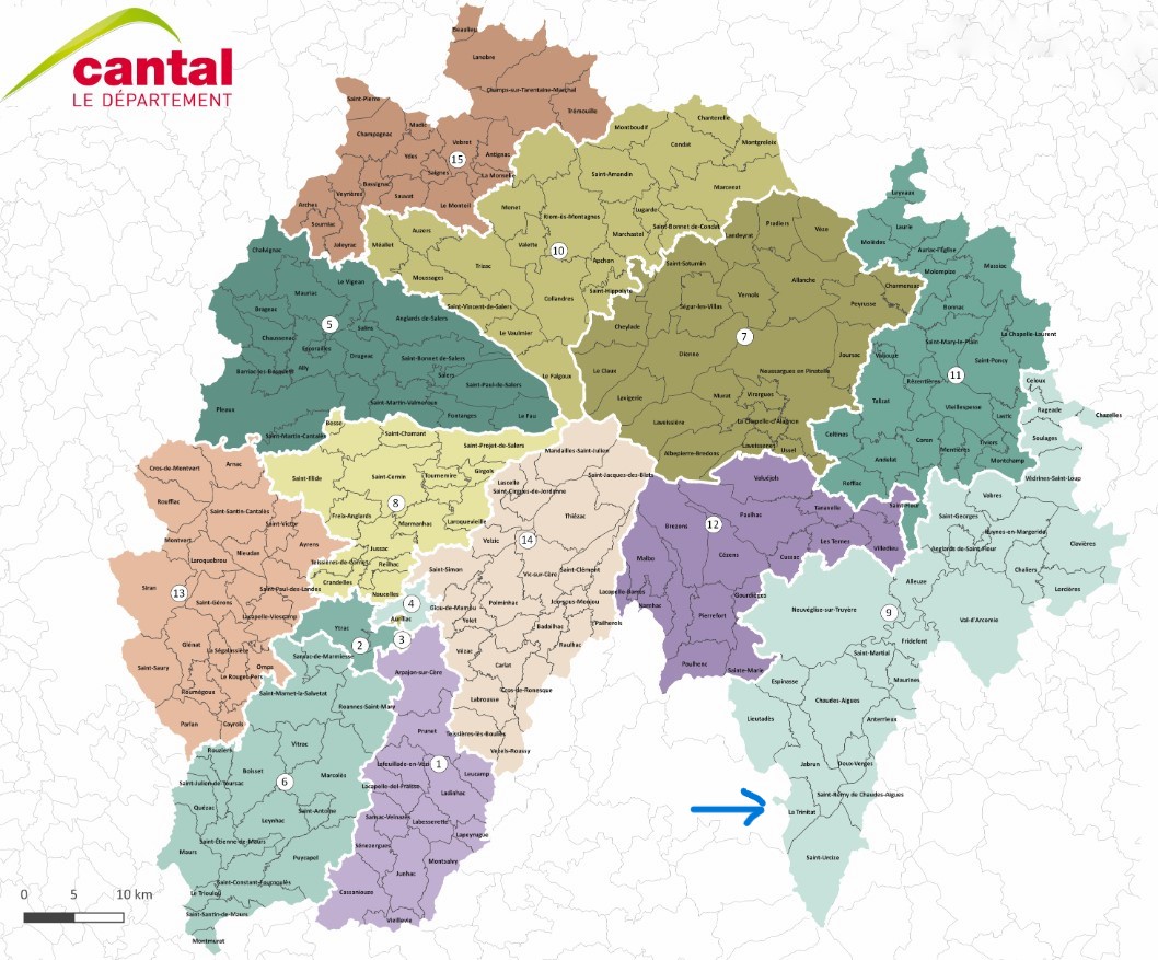 carte cantal communes