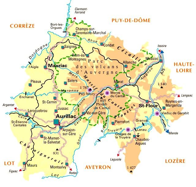 carte relief cantal